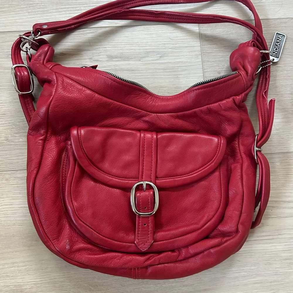 Indiana Leather Co Red Leather Shoulder Bag